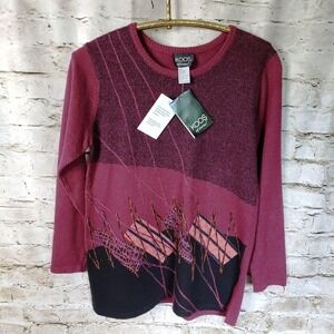 KOOS Of Course Women's Purple Black‎ Sweater M NWT